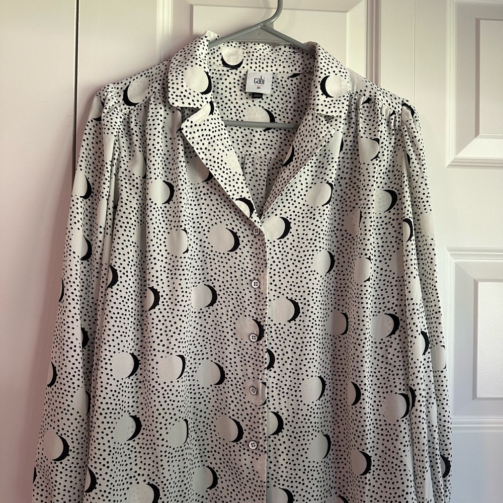CAbi Black and White Patterned Button Down Shirt